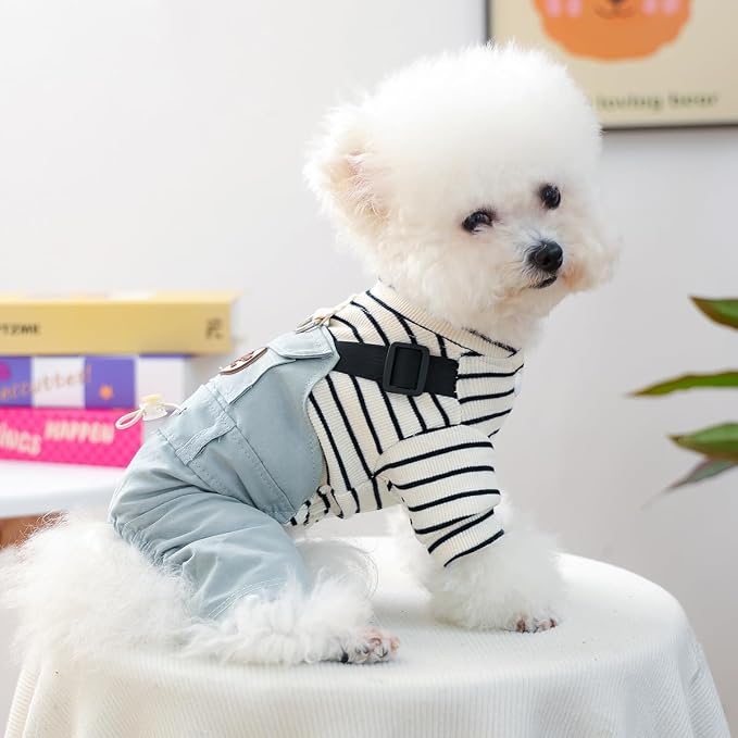 Dog Stylish Overalls Comfortable One Piece Puppy Outfits Summer Bib Overalls for Small Dogs Cute Pet Jumpsuit Onesie Chihuahua Yorkies Birthday Holiday Clothes Costume