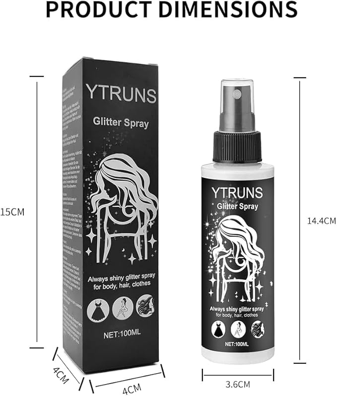Glitter Spray for Hair and Body, Body Glitter Hairspray for Clothes, Music Festival Face Glitter for Women
