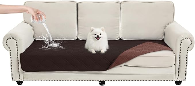 100% Waterproof Washable Dog Blanket，Chocolate+Coffee， 30"x71" | ,7-Layer Reversible Couch Covers for Dogs Met for Sofa Furniture Car Camping