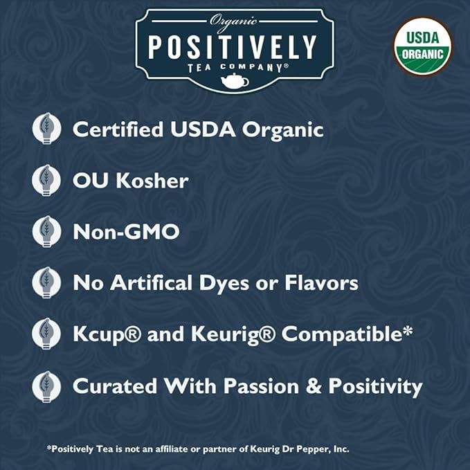 Organic Positively Tea Company, Earl Grey De La Crème Black Tea, K-Cup Compatible, 24 Pods