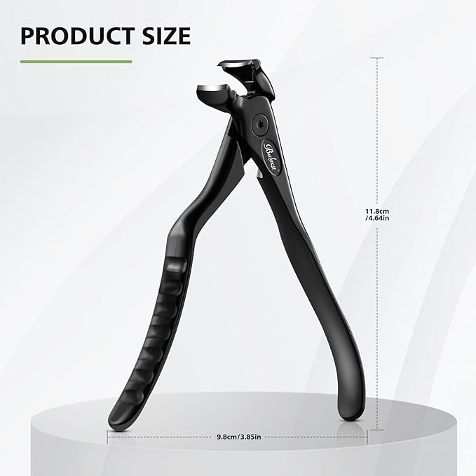 BALUCA Ergonomic Nail Clipper for Seniors - Toenail Clipper for Thick Toenails and Fingernails, Long Handle Nail Clippers with Catcher (Black, Long Handle)