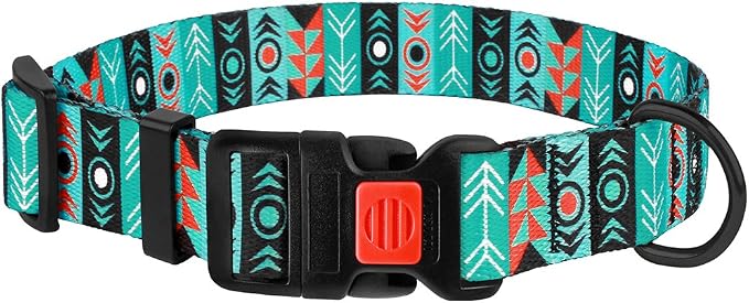 Nylon Dog Collar Buckle Tribal Pattern Pattern 1 12-16 inch