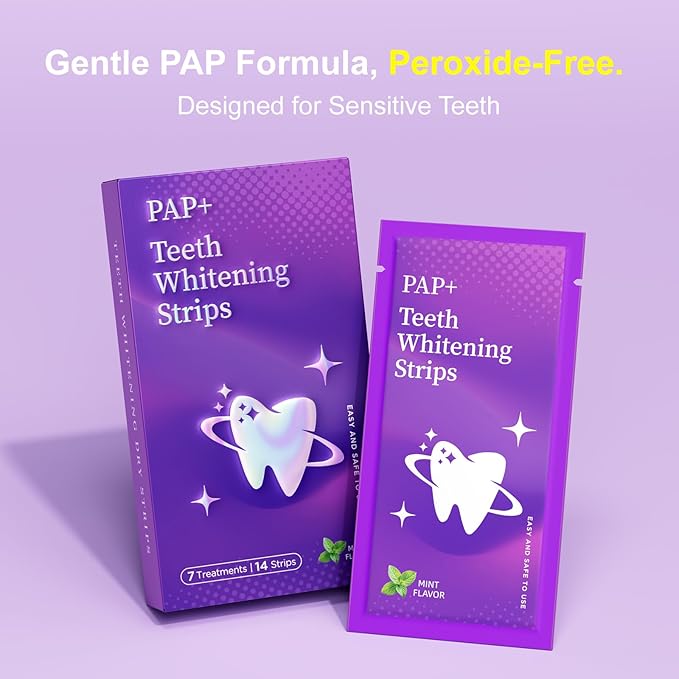 Carebest Purple Teeth Whitening Strips, 7 Treatments Whitening Kit with Mint Flavor, Enamel Safe, Gentle for Sensitive Teeth Whiten,Removes Stains for a Brighter Smile