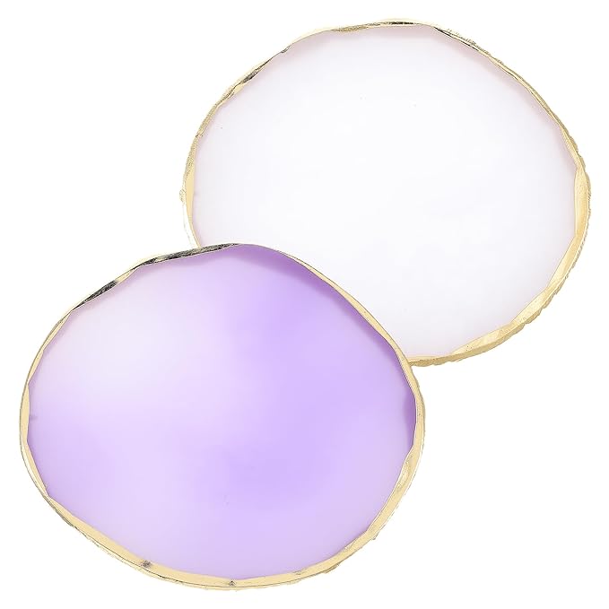 2 Pcs Resin Nail Art Palette, Nail Painting Mixed Color Palette Makeup Mixing Palettes Gold Edge Nails Polish Palettes Holder Nails Gel Color Display Board Pallet