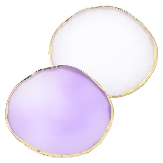 2 Pcs Resin Nail Art Palette, Nail Painting Mixed Color Palette Makeup Mixing Palettes Gold Edge Nails Polish Palettes Holder Nails Gel Color Display Board Pallet