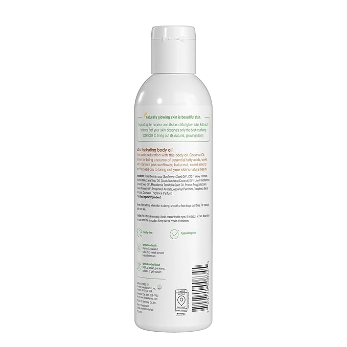 Alba Botanica Intense Hydration Body Oil, with Kukui Nut and Viamin E, 8.5 Oz (Packaging May Vary)