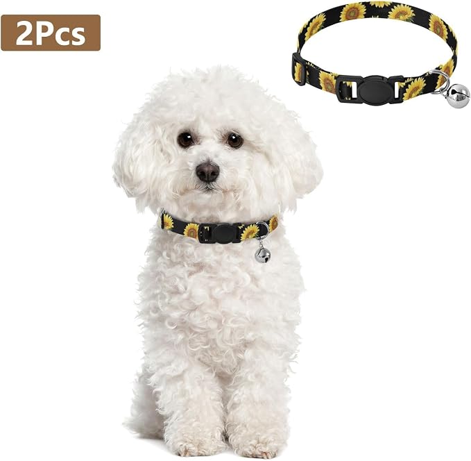 Sunflower Black Brown Easy to Wear Cat Collars 2 Pack Collar for Puppy