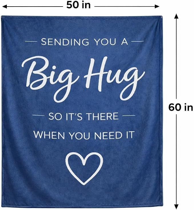 Thinking of You Gifts for Women Men – Get Well Blanket 50x60 Inch, Navy Flannel Comfort Hug Blanket, Sympathy Throw for After Surgery, Chemo, Illness, Recovery