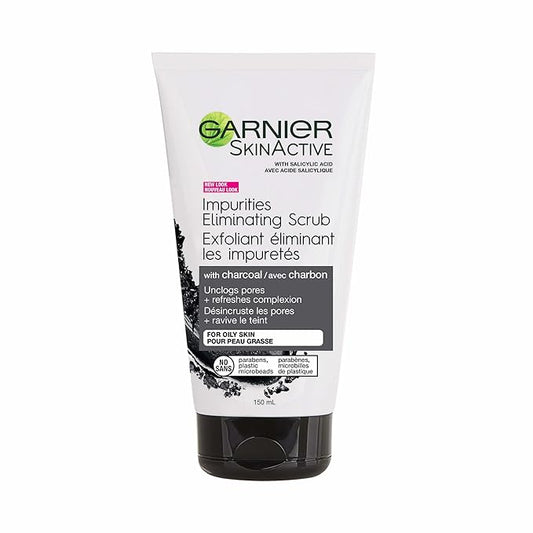 Garnier SkinActive Charcoal Blackhead Eliminating Scrub, 5 Fl Oz (150mL), 1 Count (Packaging Mary Vary)