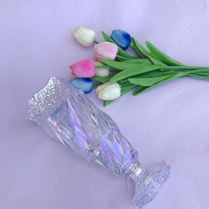 Glass Flower vase 2.4lb 9.5inch,Bohemian Style, for Centerpieces,Wedding,Home Decor Glass Vase (Sparkling)