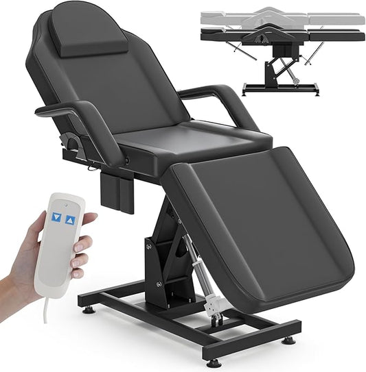 Electric Tattoo Bed Chair for Client Height Adjustable Facial Chairs for Esthetician Beds w/Headrest Massage Table
