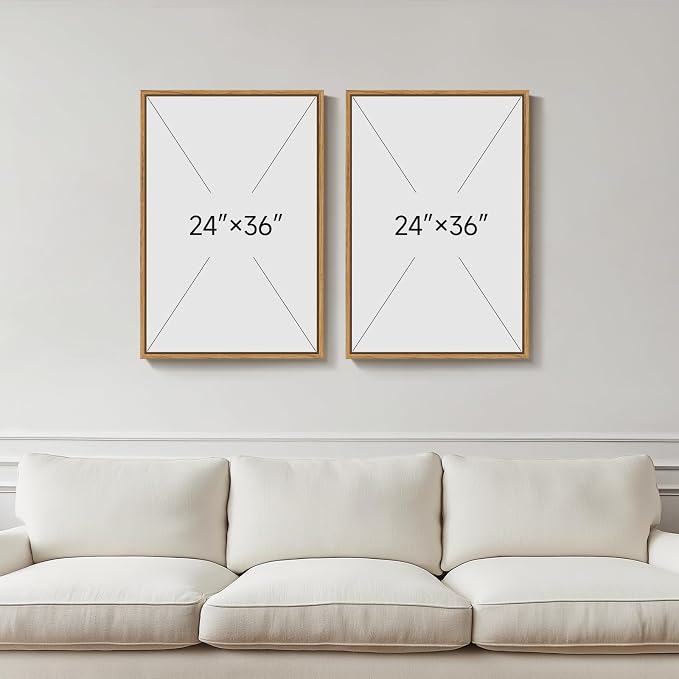 Large Framed Neutral Abstract Wall Art, Set of 2 Modern Canvas Prints Paintings Artwork for Walls, Minimalist Colorful Pictures for Living Room Bedroom Dining Room Hallway Lounge Wall Decor 24x36 In