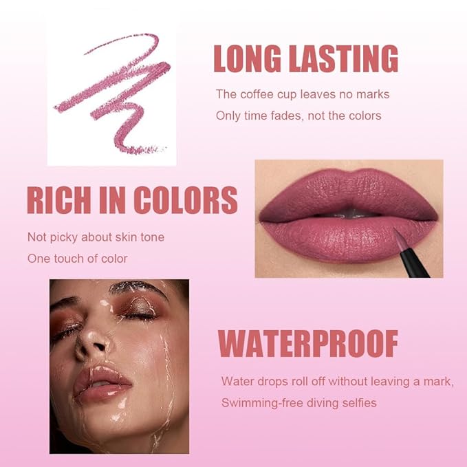 Gel Lip Liner Pencil for Women, Light Purple Matte Long Lasting Lip Liner Lipstick 24 Hour, High Pigmented Lips Makeup Retractable Liners Waterproof Smudge Proof, Vegan & Cruelty-Free 03