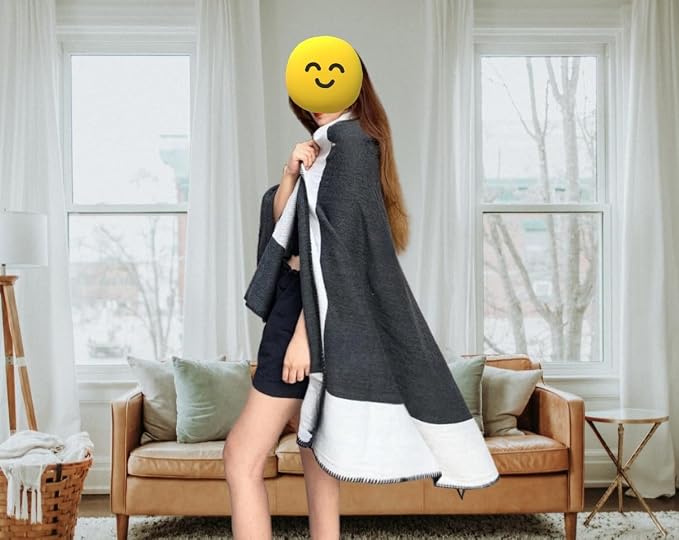 Fcteap h Blanket Soft Throw Blanket Faux Fleece Cashmere Plaid Warm Shawl Thick Knitted Plush Cozy Comfy for Women Throw Blanket for Sofa Couch Bed Queen King Size 55x66 in (Light Grey)