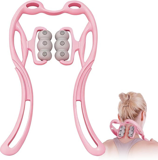 Neck Roller Massager-Neck Massage Tool for Pain Relief Deep Tissue,Ergonomic Handle Design,Lightweight & Portable,Perfect for Super Small One to Use Anytime, Anywhere