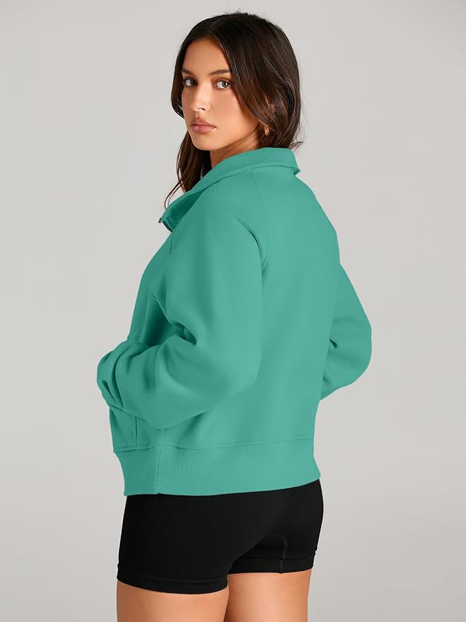 AUTOMET Womens Sweatshirts Half Zip Fleece Pullover Fall Outfits | Fall Fashion Clothes 2026,Cropped Sweatshirts,Cute Y2k Tops,Quarter Zipper Sweater,Winter Loungwear Outfits