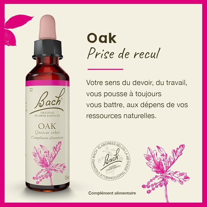 Bach Original Flower Remedies, Oak - Restore Endurance - Natural Homeopathic Flower Essence for Emotional Balance - Vegan, Gluten Free, Sugar Free - 20mL Dropper