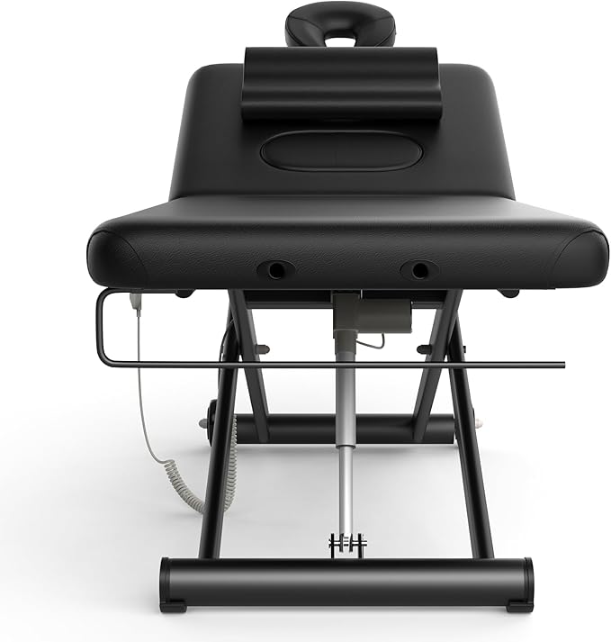 Electric Massage Bed with Adjustable Height and Backrest, Electric Massage Table for Treatment, Physical Therapy and Spa Facial Bed, 2 Motor, Hydraulic Equipment, Remote Control, 32 W x 75 L, Black