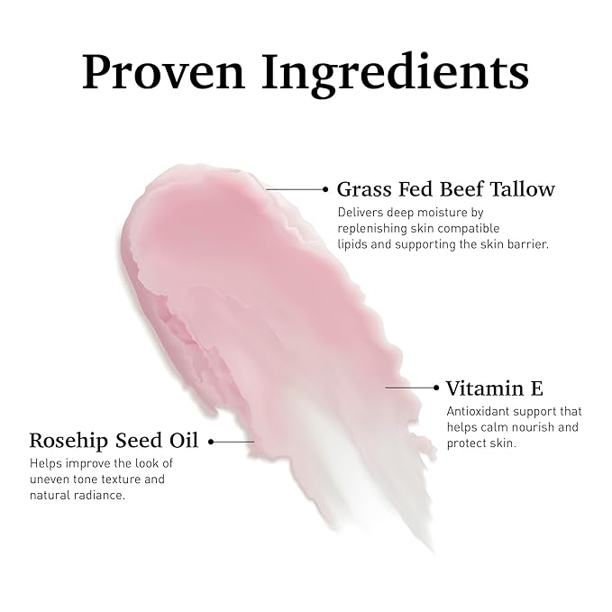The Melting Balm - Tallow + Rosehip Oil Moisture Stick for Face & Body | 100% Grass Fed Tallow Balm | Clean Solid Moisturizer for Dry Sensitive Skin | Instant Relief & Continuous Recovery | 2.5 oz