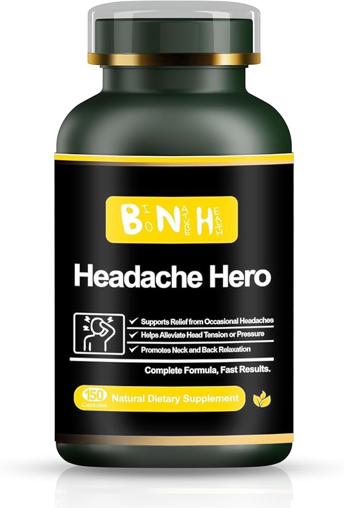 Headache Hero - Relaxes Head & Neck Muscles - Helps Prevent Future Migraines - Not for Immediate Relief - Improves Oxygen to Brain - 14 Natural Ingredients - Tension in Shoulders & Scalp - 150 Count