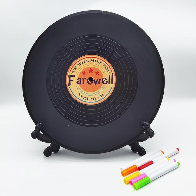 Farewell Guest Book Alternative Signature Vinyl Record Congrats, Retirement Party Vinyl Record Guest Book Supplies Decorations Going Away Gifts for Men Women, We Will Miss You Farewell Party（Orange）