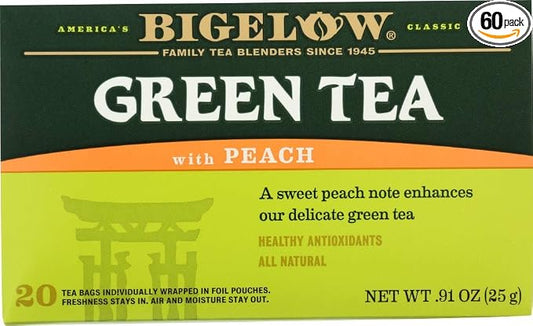 Bigelow Tea, 20 Bags - Green Peach (3 Pack)