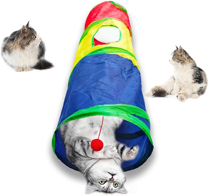 Cat Tunnel Tube Toys，Tunnels for Indoor Cats, 2 Way Foldable