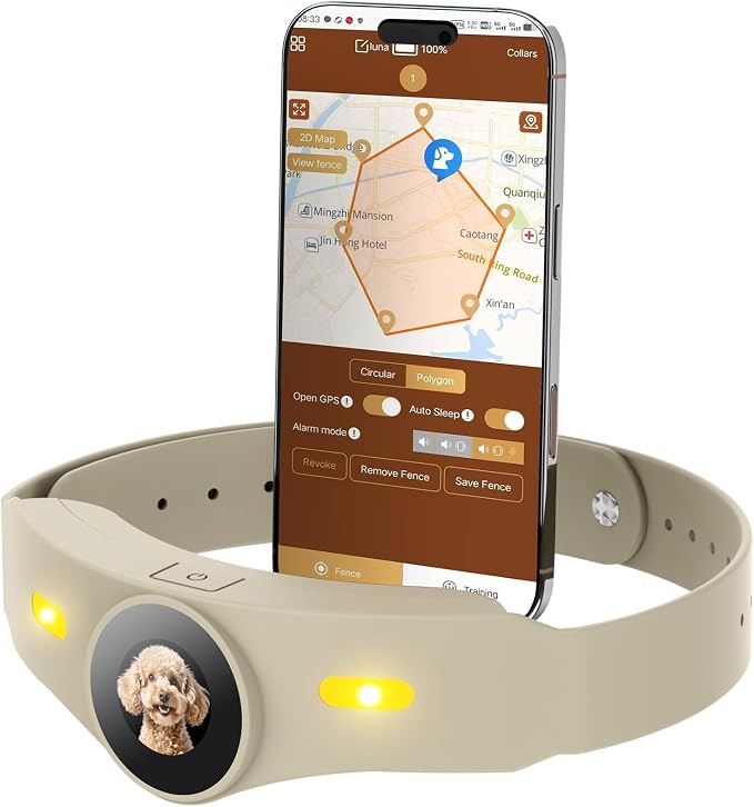 GPS Wireless Dog Collar Fence System with Free App Electric Dog Fence