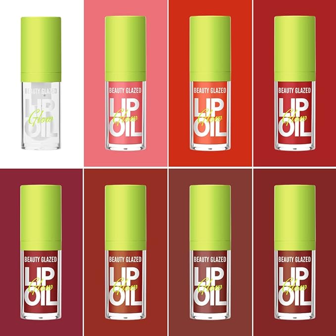 Beauty Glazed Big Brush Head Lip Oil, Ultra-Hydrating & Nourishing, Smooth Glossy Finish Lip Glow Oil, Shiny and Vegan Tinted Lip Gloss, Non-Sticky Formula (102# KISSY)