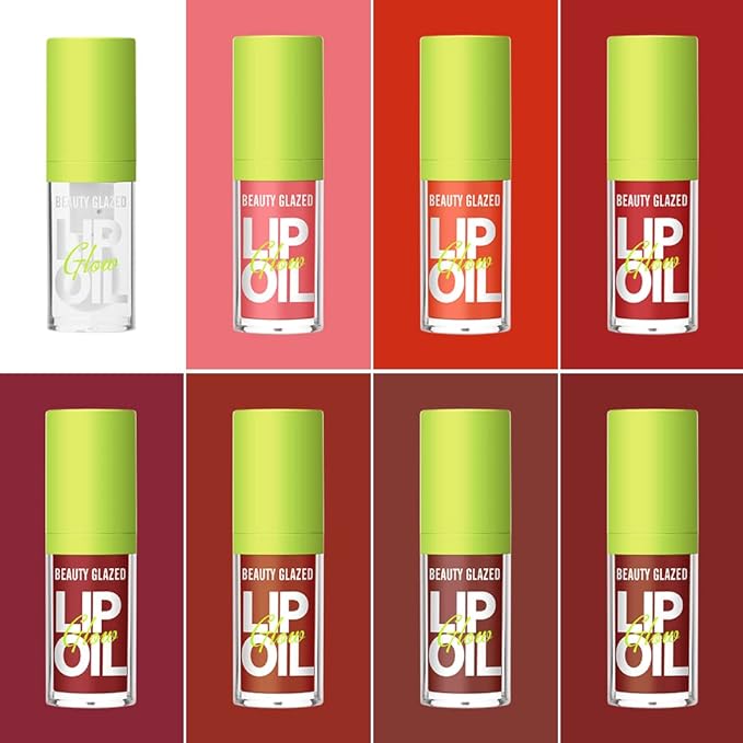 Beauty Glazed Big Brush Head Lip Oil, Ultra-Hydrating & Nourishing, Smooth Glossy Finish Lip Glow Oil, Shiny and Vegan Tinted Lip Gloss, Non-Sticky Formula (105# PASSION)