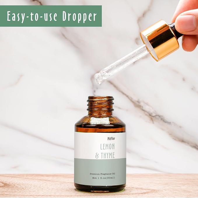 Lemon & Thyme Fragrance Oil, MitFlor Single Scented Oil, Large Size Premium Grade Fragrance Oil for Soap & Candle Making, Hotel Collection Diffuser Oil, Citrusy & Herbal Scent for Home Fragrance, 30ml