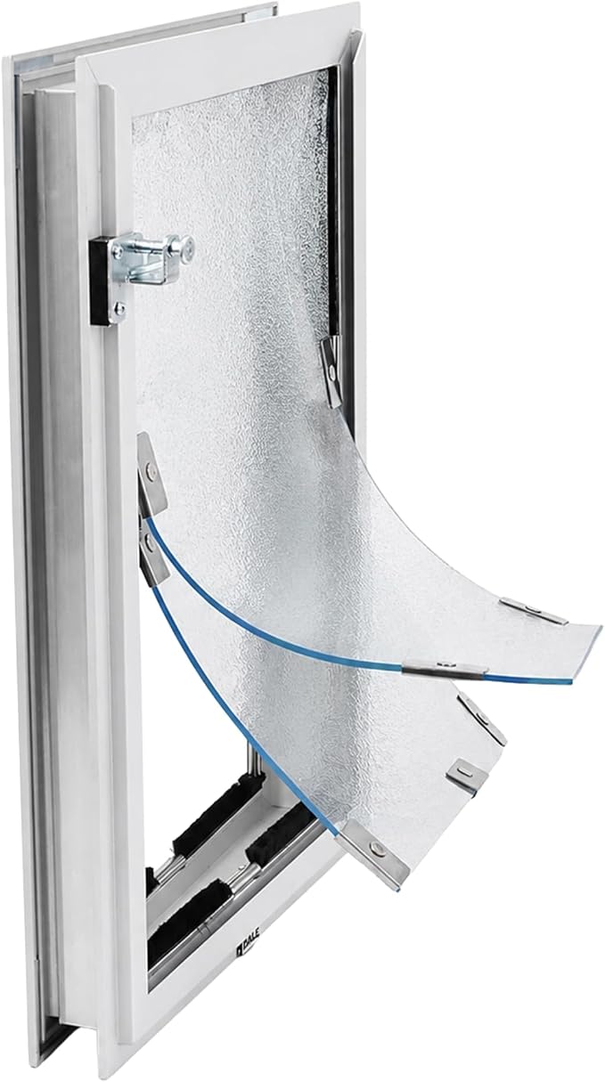 Door Model | Cat & Dog Doors | Energy Efficient Double Vinyl Flaps | Locking Security Cover | Skilled Install Required | Heavy Frame of Extruded Aluminum | Steel Reinforced Corners | Hale Pet Door