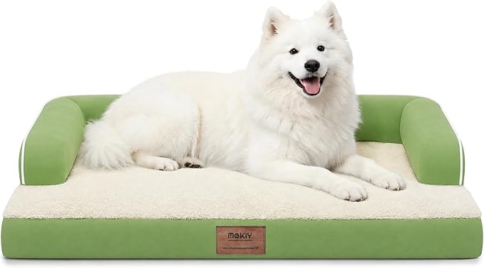 Orthopedic XL Dog Bed with Bolster for Extra Large Size Dogs | Pillow Support for Neck Relief, Egg Crate Foam, Skin-Friendly Surface, Waterproof Liner, Anti-Slip Bottom, 42 x 30 Inch