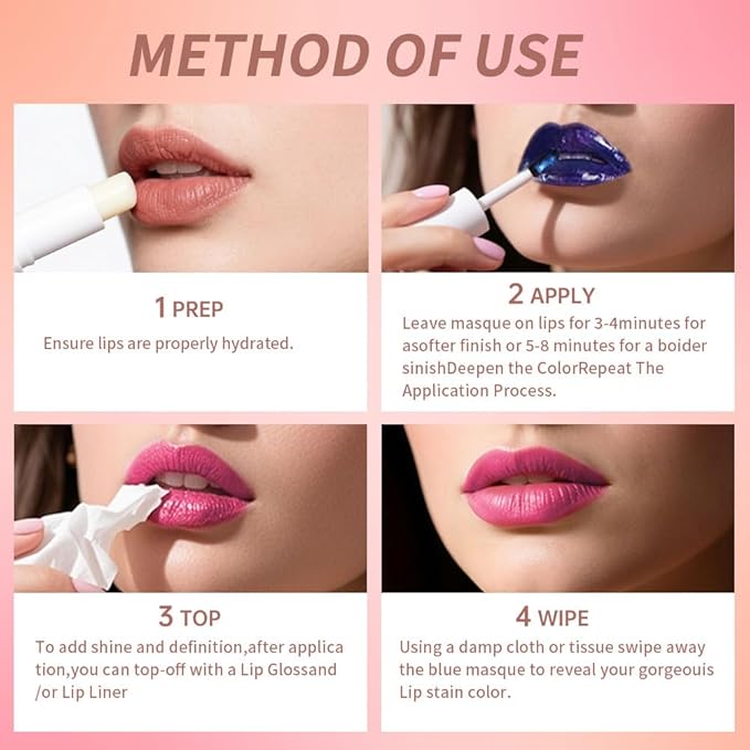 Lip Stain Peel Off – Wipe-Off Lip Stain Tattoo | Long Lasting Waterproof Lip Tint, High-Pigment Matte Lip Color, Smudge & Transfer Proof Lip Stains Masque, Kiss-Proof All-Day Lip Makeup 03#+08#