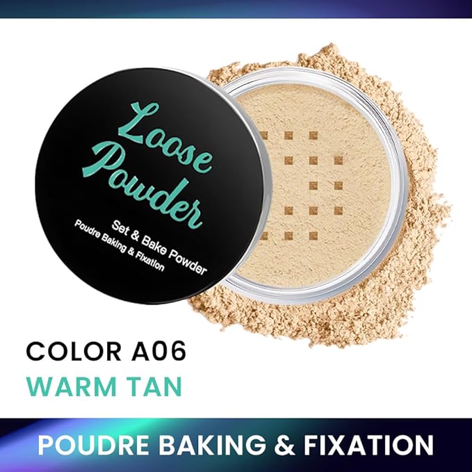 Blurring Loose powder, Silky Setting Powder for all skin Built-in powder puff (Warm Tan, 0.21 Fl Oz (Pack of 1))