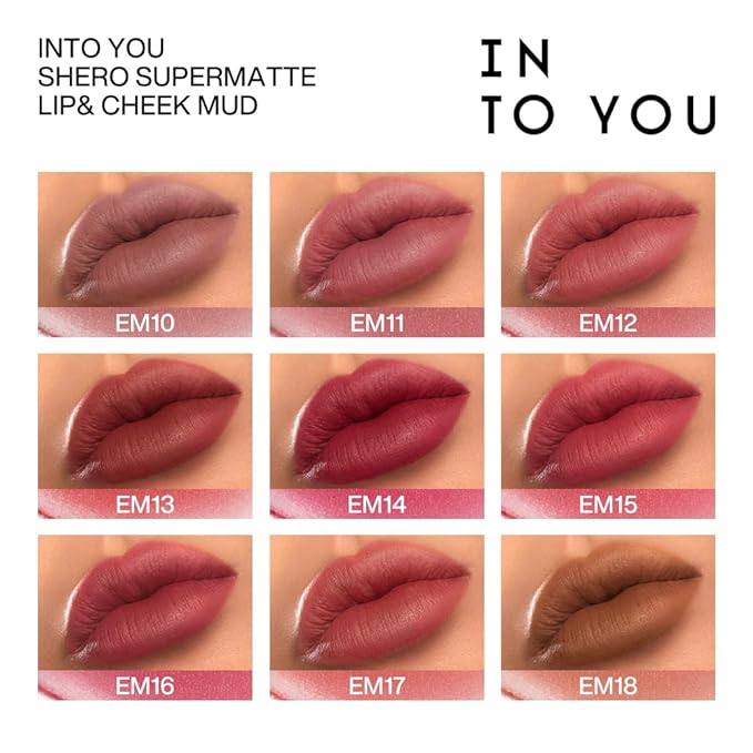 INTO YOU Matte Lipstick, Super Stay, Waterproof, Long Lasting, High Impact Lipcolor with Lightweight Lip Mud Texture, Dual-use for Lips and Cheek (EM525)