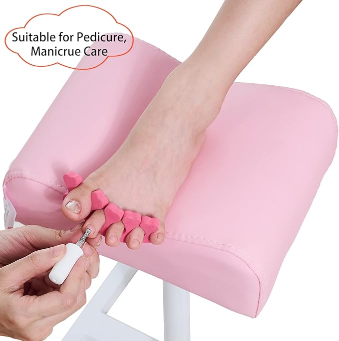 Pedicure Manicure Footrest Adjustable Height Stand Beauty SPA Salon Nail Care Pink