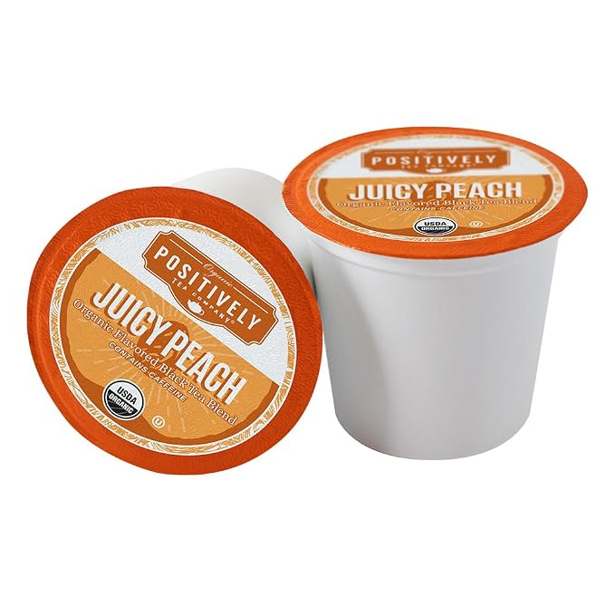 Organic Positively Tea Company, Juicy Peach Black Tea, K-Cup Compatible, 24 Pods