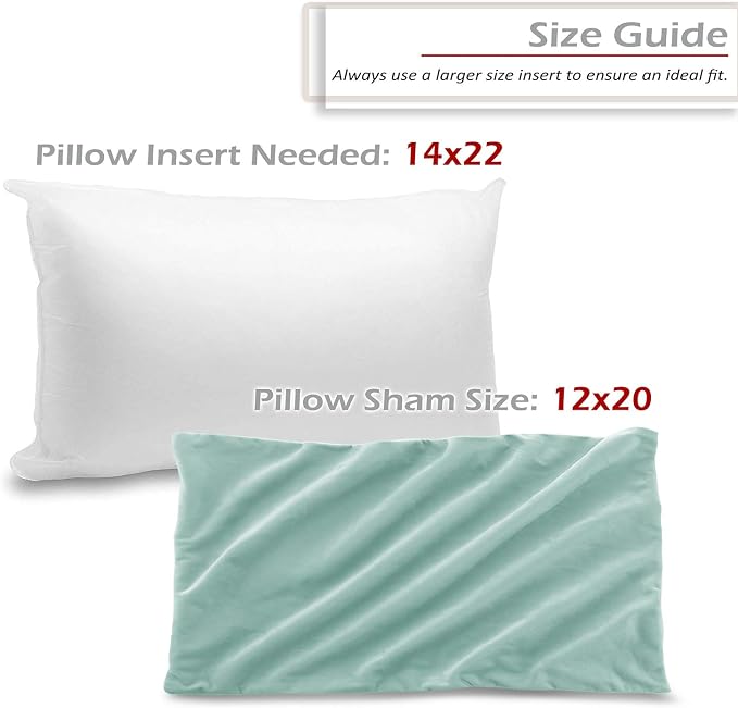 Nestl Throw Pillow Inserts Pack of 2 with Velvet Soft Solid Decorative Square Throw Pillow Covers Set for Sofa Couch Car Bedroom, 12X20 Throw Pillows Inserts with 12x18 Washable Cushion Covers, Mint