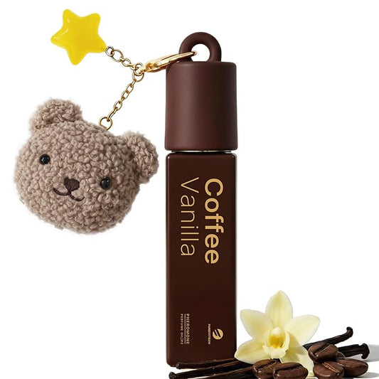 purefittech Long Lasting Perfumes Oil for Wome, Coffee Vanilla Scent Roll-on Perfume Long Lasting Pheromone Perfume Fragrance with Kawaii Bear,Travel-Size Eau de Parfum,Made in USA, 0.34 fl oz (10ml)