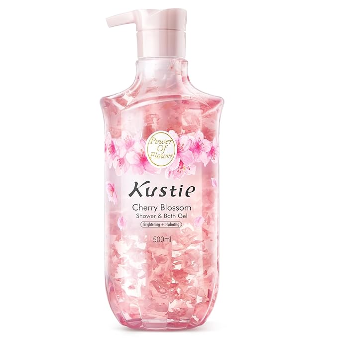 Kustie Cherry Blossom Petal Body Wash with Real Sakura Extract & Niacinamide - Hydrates & Softens Skin with Hyaluronic Acid - Antioxidant-Rich, Free From Parabens, Sulfates & Phthalates, 16.9 Fl Oz