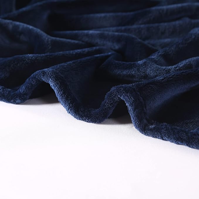 TASTHROW Large Flannel Fleece Throw Blanket, 90×90 Inch - Navy | Cozy Lightweight Thick Blanket - All Seasons Suitable for Women, Men and Kids