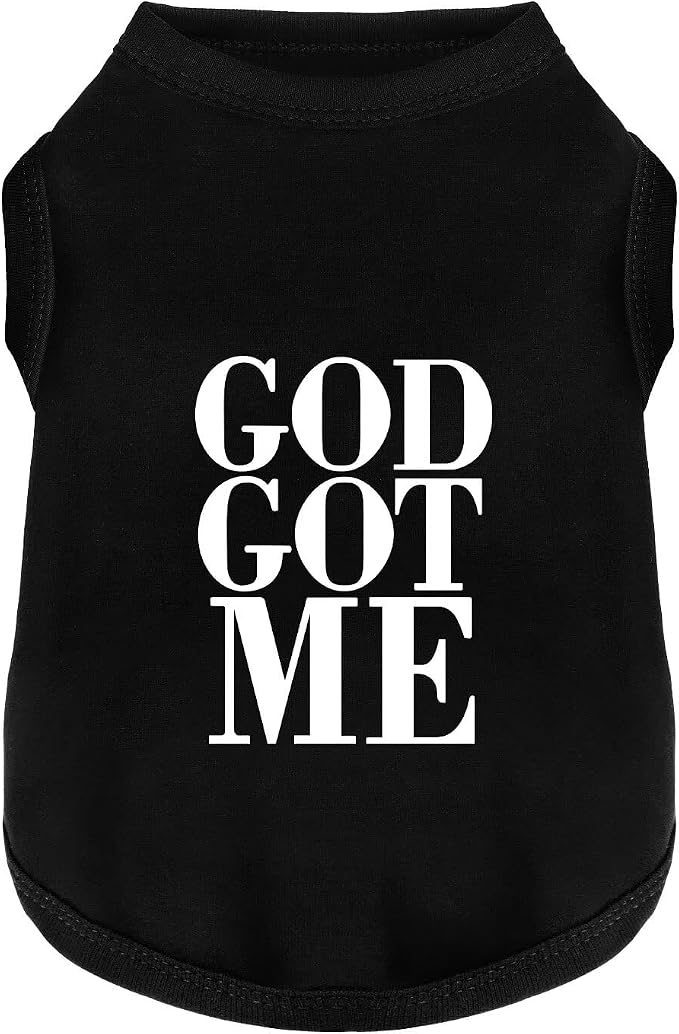 Discover Cozy Cotton Canine Wear: Breathable Soft, and Lightweight Dog Shirt Vest with Eye-Catching Graphics(GOD GOT ME), Keeping Your Furry Friend Warm and Comfy! Black 2XL