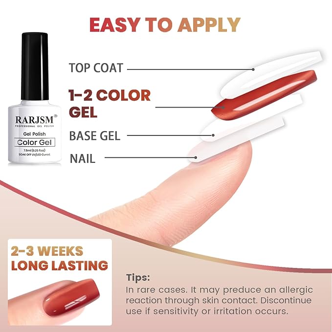 RARJSM Amber Ceramic Cat Eye Gel Nail Polish Set 6 Pcs Metallic Brown Dark Burgundy Orange Cooper Red Gray Mauve Velvet Silver Glitter Cateye Gel Polish with Magnetic Stick UV LED Curing Require Fall