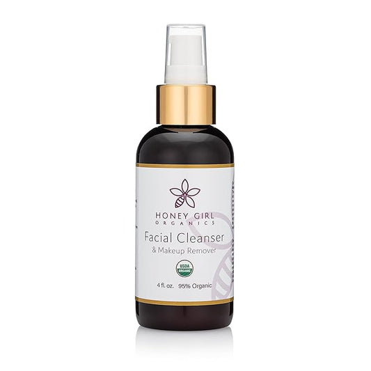 Honey Girl Organics Facial Cleanser, USDA Organic Cleanser & Makeup Remover w/Beeswax, EVOO & Lemon Oil. Remove Dirt, Balance Skin, Ease Inflammation. Naturally has pollen, propolis, royal jelly. 4oz