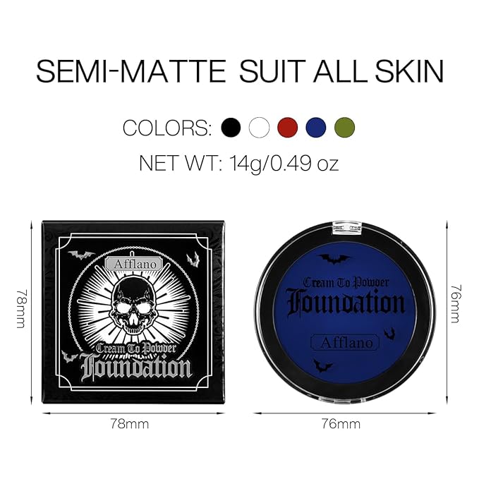DE'LANCI Blue Face Makeup Foundation, Velcety Texture Blue Body Paint Matte Finish, Long-Lasting Waterproof Face Cream Greasepaint for Clown Avatar Vampire, Halloween Creepy Costume Makeup