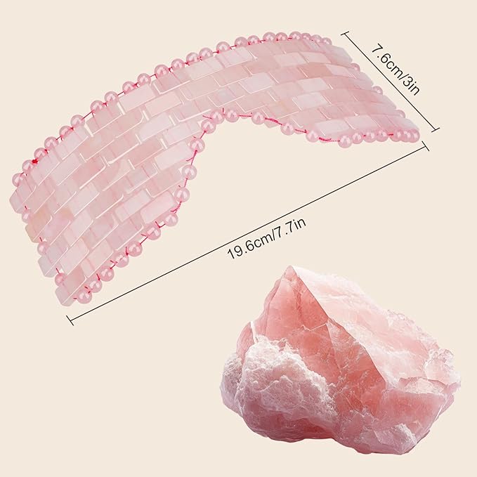 Rose Quartz Eye Mask, Natural Jade Mask for Facials, Hot or Cold Therapy for Anti-Aging, Puffiness & Dark Circles, Cooling for Migraines, Warmth for Sinus Relief