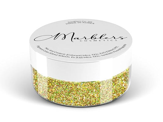 MARBLERS Holographic Face & Body Glitter [Holo Olive Gold] 0.18oz (5g) | Fine | Non-Toxic | Cruelty-Free | Festival, Rave & Party Makeup | Eye, Hair, Nail Polish, Eyeshadow | Nail Art | Gel Nail