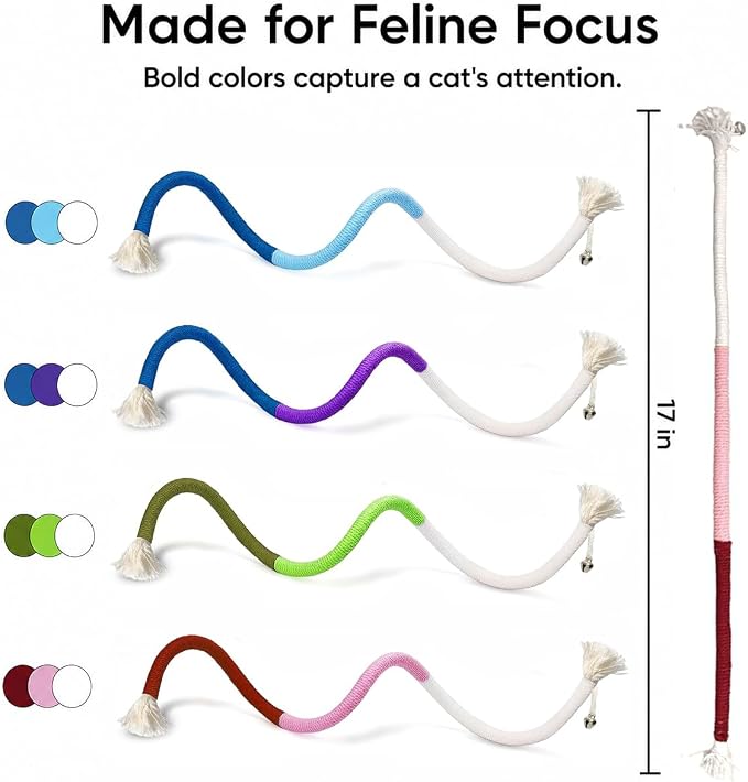 4-Pack Cat Toys for Indoor Cats, Woven Cotton Rope Toys with Bells