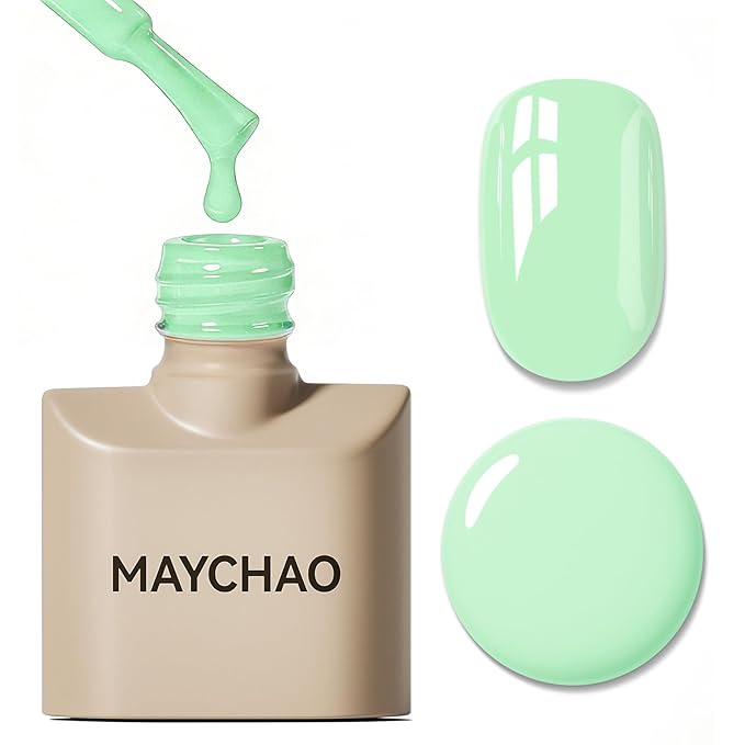 MAYCHAO 15ML Mint Green Gel Nail Polish 1Pc Spring Aqua Green Gel Polish Soak Off UV LED Nail Polish Nail Art Starter Manicure Salon DIY at Home, 0.5 OZ